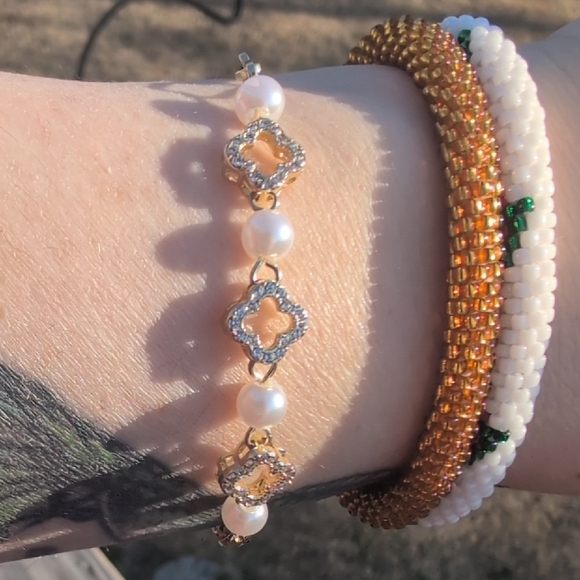 Jewelry - Gold Plated and Faux Pearl Bracelet